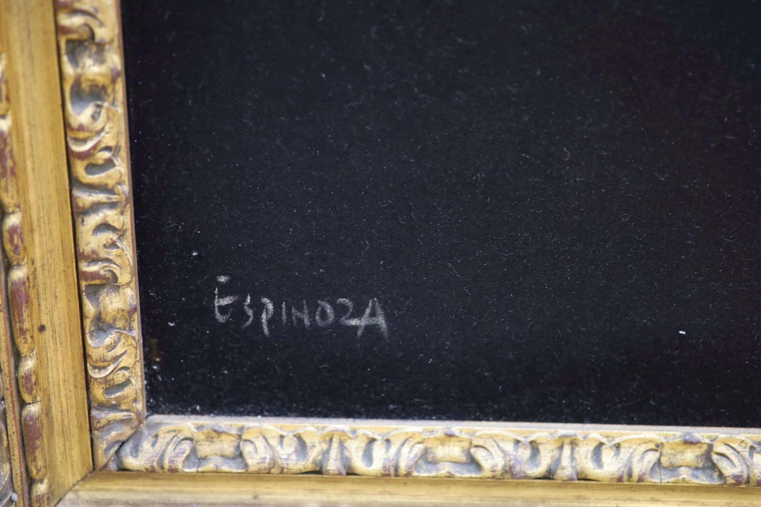 Espinoza, painted velvet, Portrait of President Kennedy, signed, 82 x 67cm
